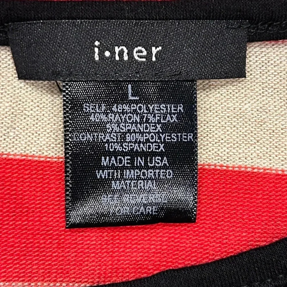 New Red and Cream striped blouse with lace size L - Picture 8 of 8